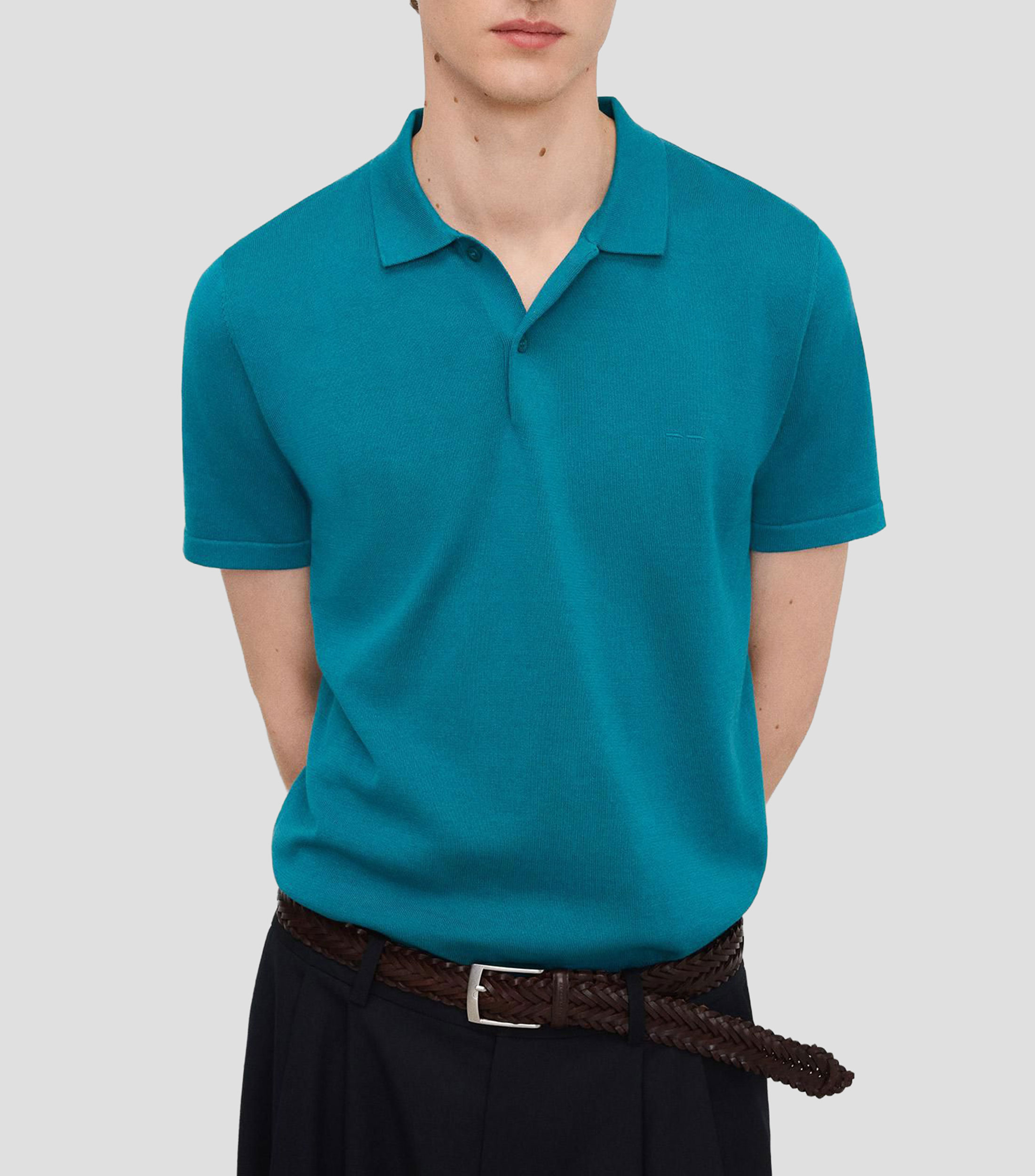 Playera tipo polo manga corta lisa Hombre